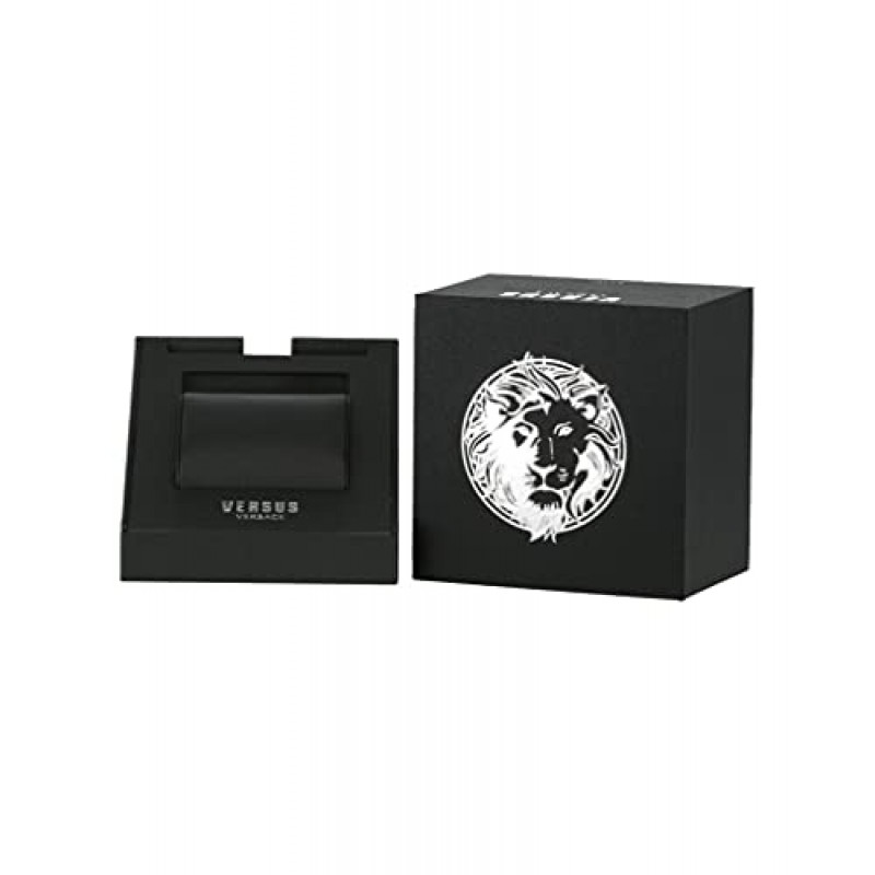 Versus Versace DTLA 컬렉션 투톤 케이스와 블랙 다이얼이 특징인 투톤 브레이슬릿이 있는 럭셔리 남성용 시계 시계