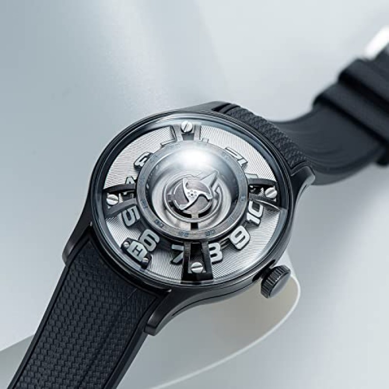 OBLVLO Original Mens Luxury Easy Reader 자동 와인딩 자동 시계 스테인레스 스틸 고무 방수 빛나는 손목 시계 남성용 BLM