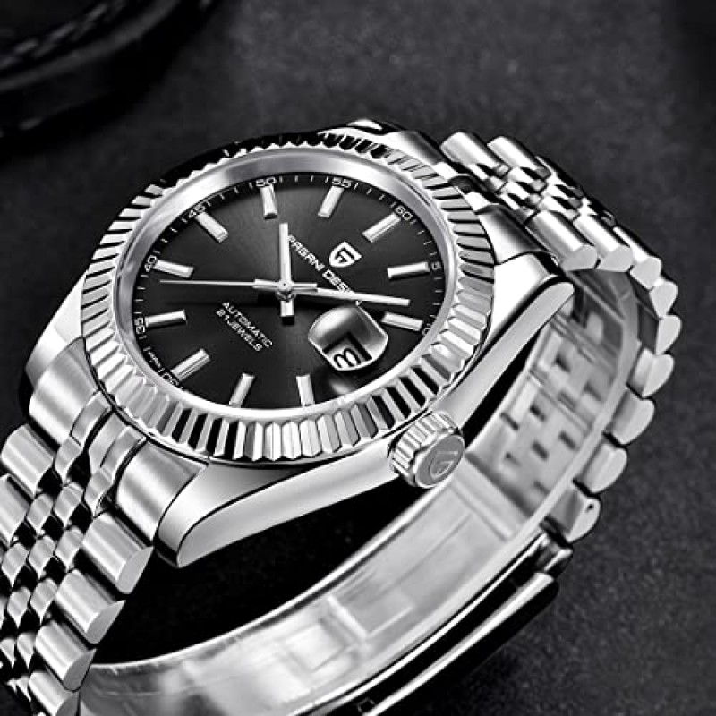 RollsTimi Pagani 디자인 자동 남성용 시계, 일본 자동 기계식 무브먼트, 엘리트 비즈니스 남성용 시계, 스테인레스 스틸 남성용 시계, 패션 및 레저, 방수 100m