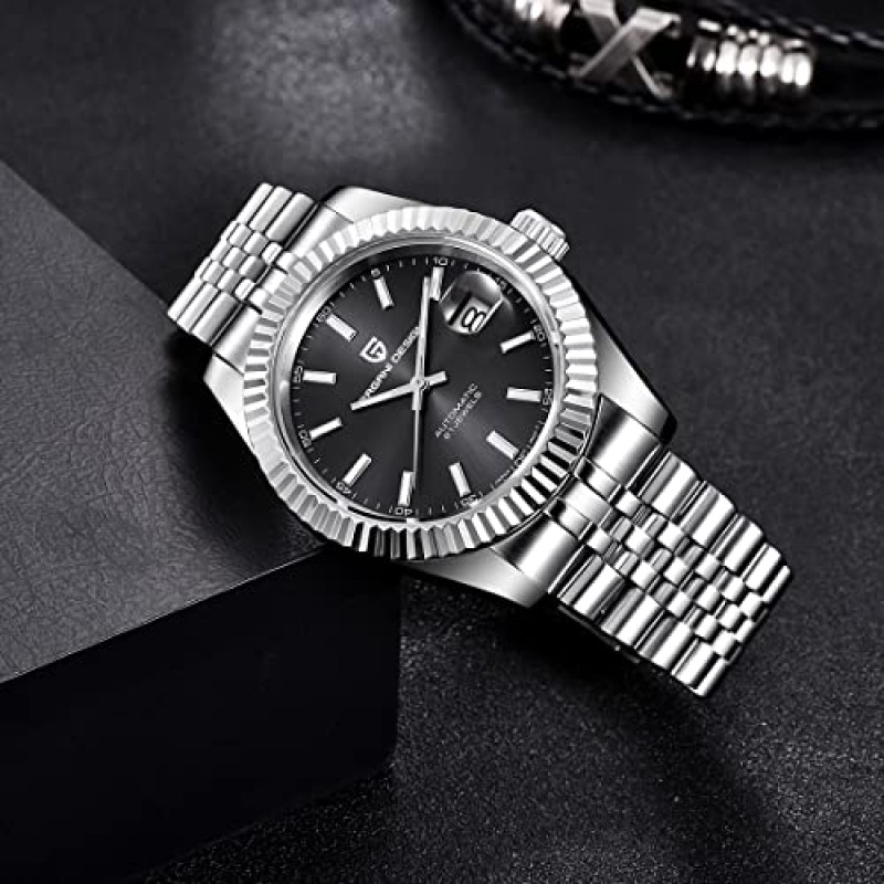 RollsTimi Pagani 디자인 자동 남성용 시계, 일본 자동 기계식 무브먼트, 엘리트 비즈니스 남성용 시계, 스테인레스 스틸 남성용 시계, 패션 및 레저, 방수 100m