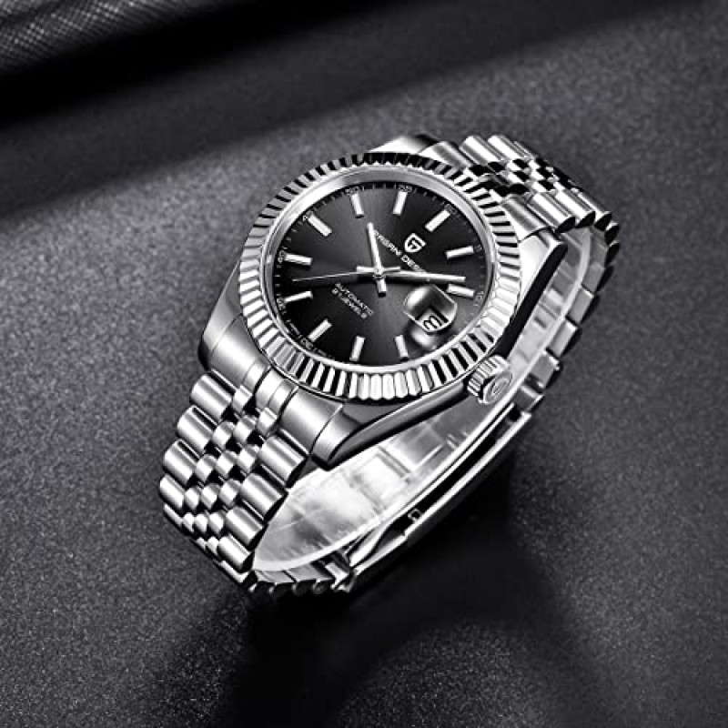 RollsTimi Pagani 디자인 자동 남성용 시계, 일본 자동 기계식 무브먼트, 엘리트 비즈니스 남성용 시계, 스테인레스 스틸 남성용 시계, 패션 및 레저, 방수 100m
