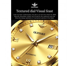 OUPINKE 남성용 오리지널 기계식 시계 골드 럭셔리 리얼 다이아몬드 사파이어 크리스탈 로마 숫자 비즈니스 드레스 스타일 손목 시계