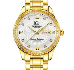 MASTOP 남성용 자동 시계 럭셔리 골드 실버 스테인레스 스틸 시계 패션 다이아몬드 드레스 손목 시계