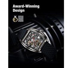 CIGA 디자인 스켈레톤 시계 Z 시리즈 티타늄 자동 기계식 손목시계 사파이어 토노 아날로그 남성용 시계 3ATM 방수 탈착식 실리콘 및 가죽 스트랩 남녀공용 스팀펑크 선물