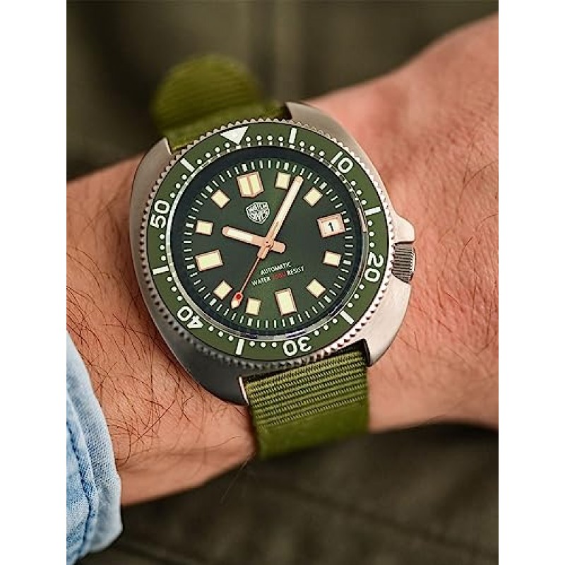 Watchdives 남성용 자동 다이버 시계, NH35 무브먼트 6105 손목 시계 200M 사파이어 크리스탈 남성용 시계 슈퍼 루미 너스 316L 스테인레스 스틸 시계
