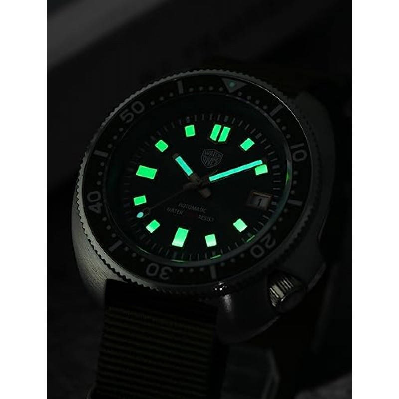 Watchdives 남성용 자동 다이버 시계, NH35 무브먼트 6105 손목 시계 200M 사파이어 크리스탈 남성용 시계 슈퍼 루미 너스 316L 스테인레스 스틸 시계