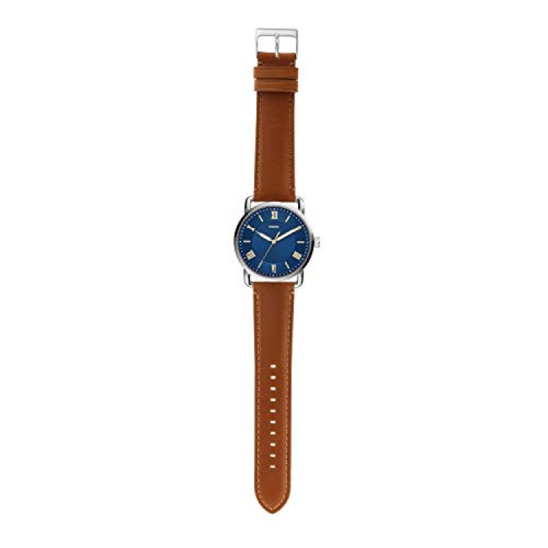슬림 케이스와 천연 가죽 밴드가 포함된 Fossil Copeland 남성용 시계