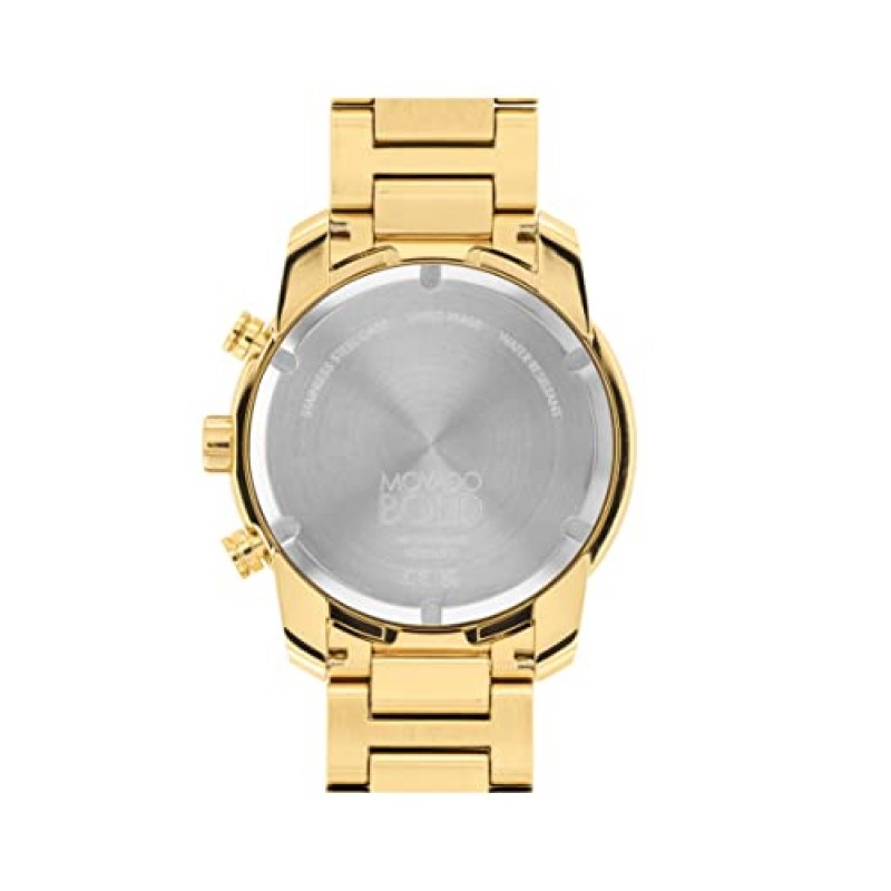 Movado 남성용 볼드 베르소 스위스 쿼츠 시계, 스테인리스 스틸 링크 팔찌, 골드 도금