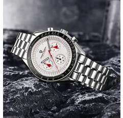 Pagani Design 1701 남성용 쿼츠 시계 캐주얼 스테인레스 스틸 다이얼 40mm 아날로그 자동 시계 100M 방수 크로노 그래프 사파이어 미러 시계