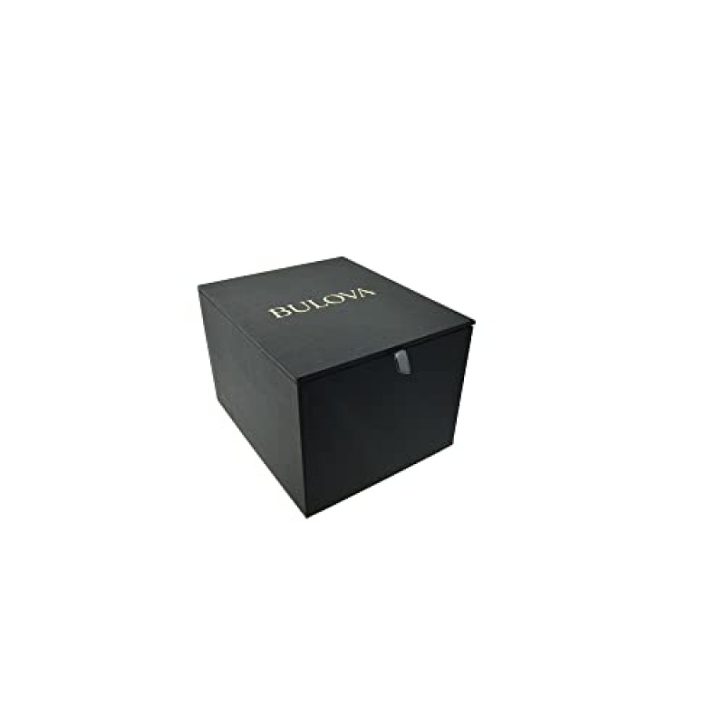 부로바 남성용 클래식 드레스 6핸드 다기능 요일/날짜 쿼츠 시계, 블랙 패턴 다이얼, 43mm