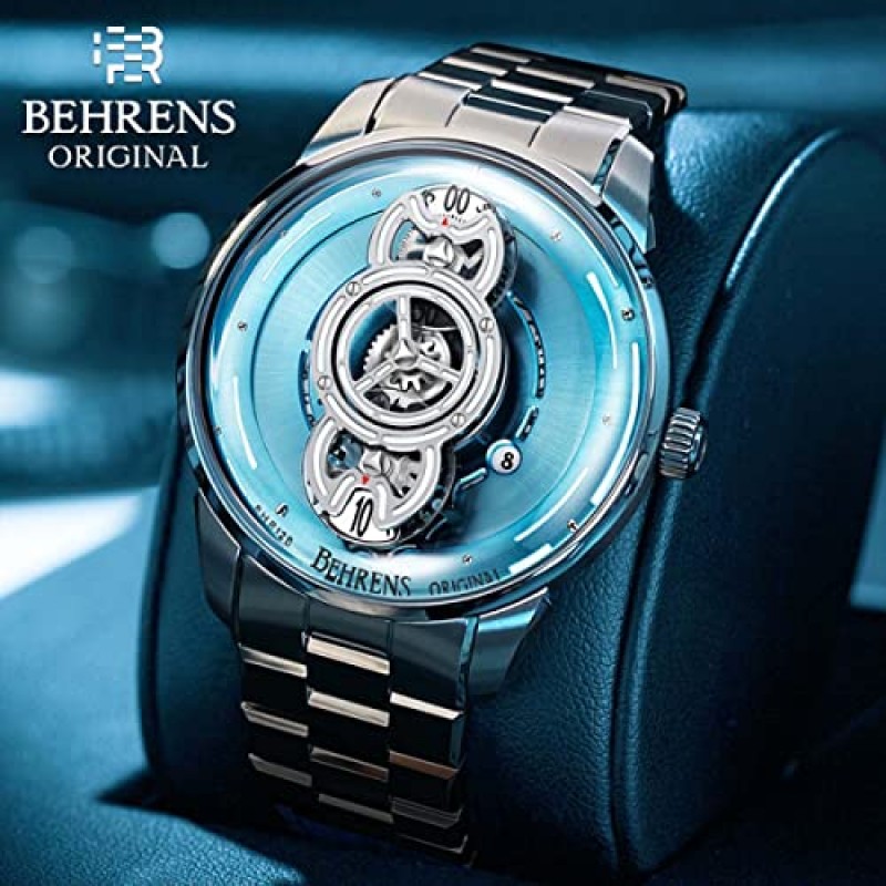 BR BEHRENS ORIGINAL 남성용 자동 시계 우주 여행자 컬렉션 스테인레스 스틸 사파이어 크리스탈 BHR012