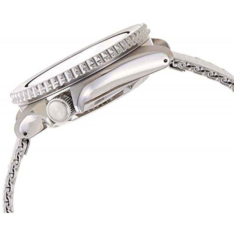남성용 SEIKO SRPD73 시계 - 5가지 스포츠 - 수동 와인딩 무브먼트를 갖춘 오토매틱, 블랙 베젤이 있는 블랙 다이얼, 스테인리스 스틸 케이스 및 메쉬 팔찌, 100m 방수 및 요일/날짜 표시