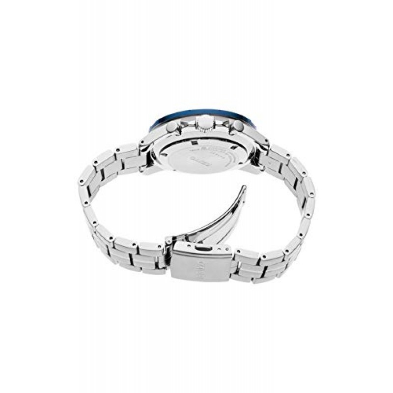 SEIKO SSB345 남성용 시계 - 에센셜 컬렉션 - 쿼츠 크로노그래프, 타키미터 베젤, 블루 이온 마감, 날짜 달력, 스테인리스 스틸 케이스 및 팔찌, 100m 방수 포함