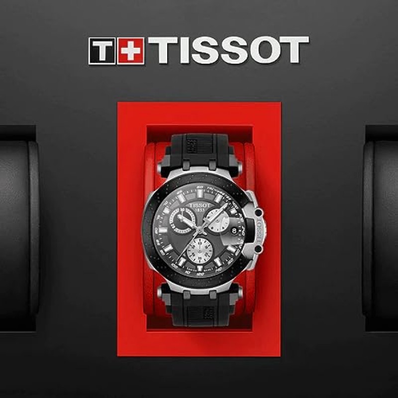 티쏘 남성용 T-레이스 크로노 쿼츠 스테인레스 스틸 캐주얼 시계 블랙 T1154172706100
