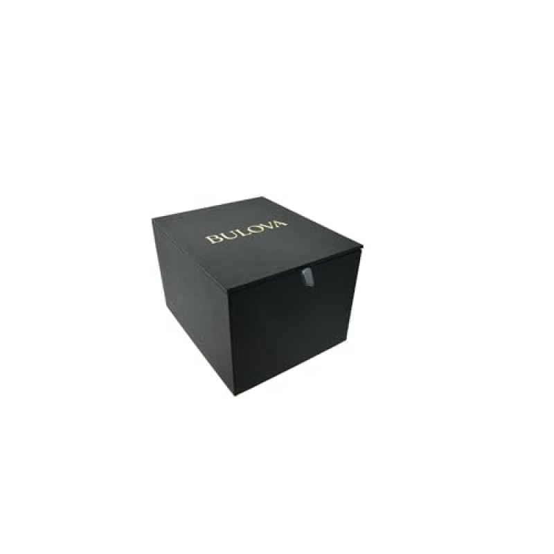 부로바 남성용 프리시니스트 3핸드 캘린더, 스테인리스 스틸, 블랙 가죽 스트랩, 블랙 패턴 다이얼 스타일: 96B158