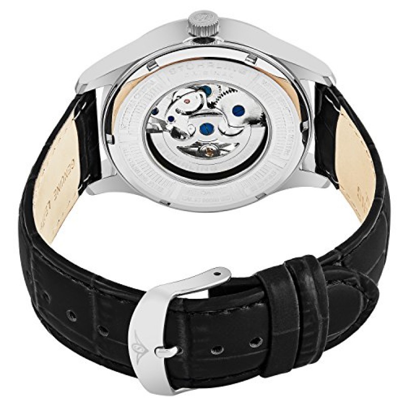 Stuhrling Original Mens 아트리움 스켈레톤 자동 자동 와인딩 기계식 드레스 시계(프리미엄 가죽 밴드 포함)