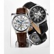 Stuhrling Original Mens 아트리움 스켈레톤 자동 자동 와인딩 기계식 드레스 시계(프리미엄 가죽 밴드 포함)