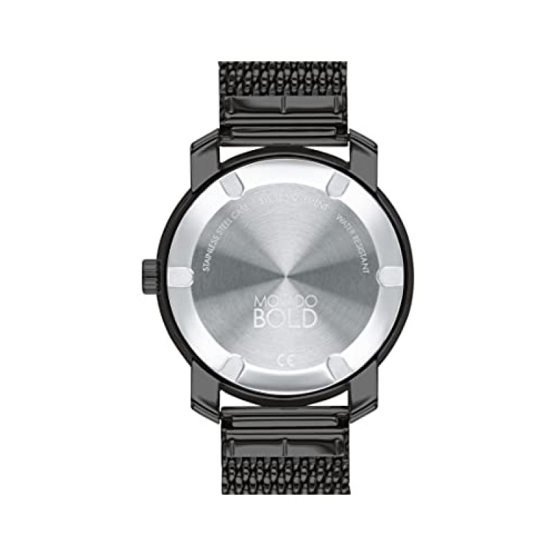 Movado Bold Sport 남성용 스위스 Qtz 스테인리스 스틸 및 메쉬 팔찌 캐주얼 시계, 색상: 블랙(모델: 3600767)