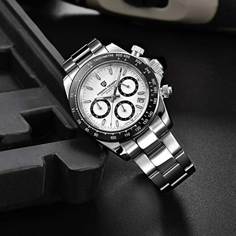 CEYADG Pagani 디자인 남성용 시계 일본 무브먼트 크로노 그래프 40mm 스포츠 방수 스테인레스 스틸 고무 스트랩 사파이어 남성용 손목 시계