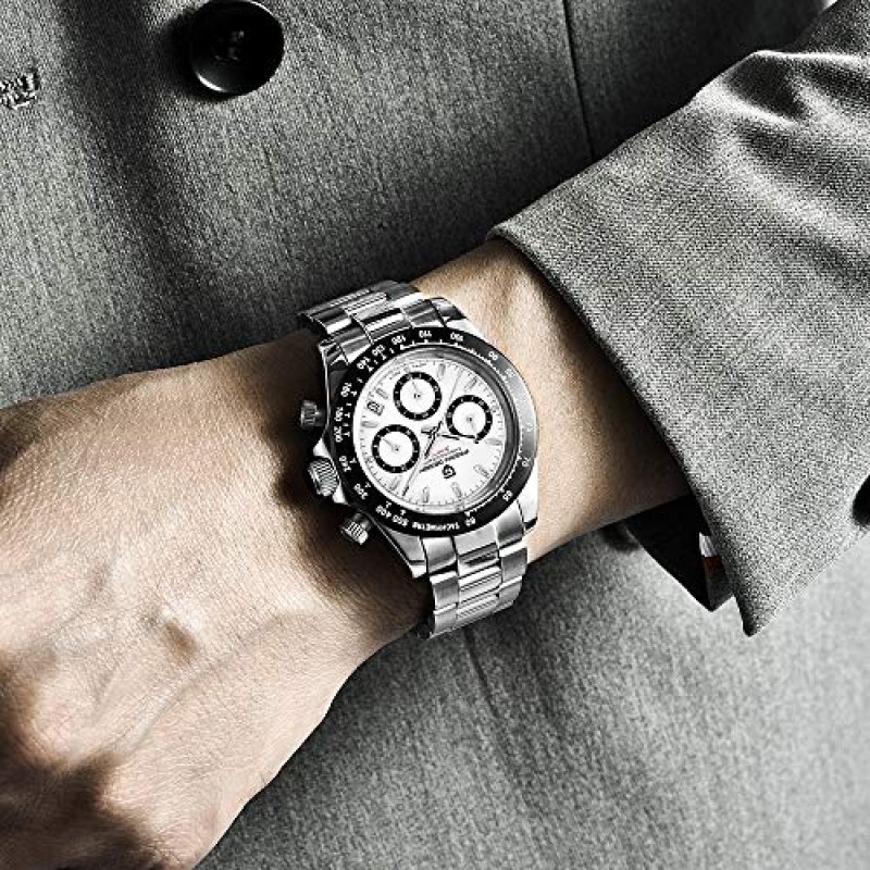 CEYADG Pagani 디자인 남성용 시계 일본 무브먼트 크로노 그래프 40mm 스포츠 방수 스테인레스 스틸 고무 스트랩 사파이어 남성용 손목 시계