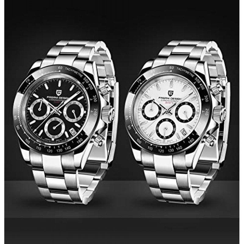 CEYADG Pagani 디자인 남성용 시계 일본 무브먼트 크로노 그래프 40mm 스포츠 방수 스테인레스 스틸 고무 스트랩 사파이어 남성용 손목 시계