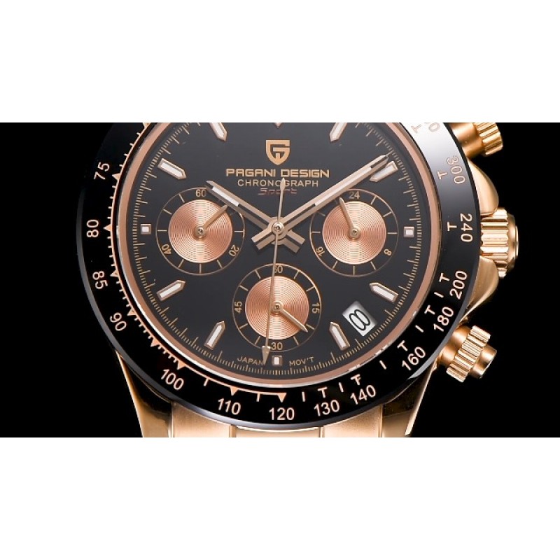 CEYADG Pagani 디자인 남성용 시계 일본 무브먼트 크로노 그래프 40mm 스포츠 방수 스테인레스 스틸 고무 스트랩 사파이어 남성용 손목 시계