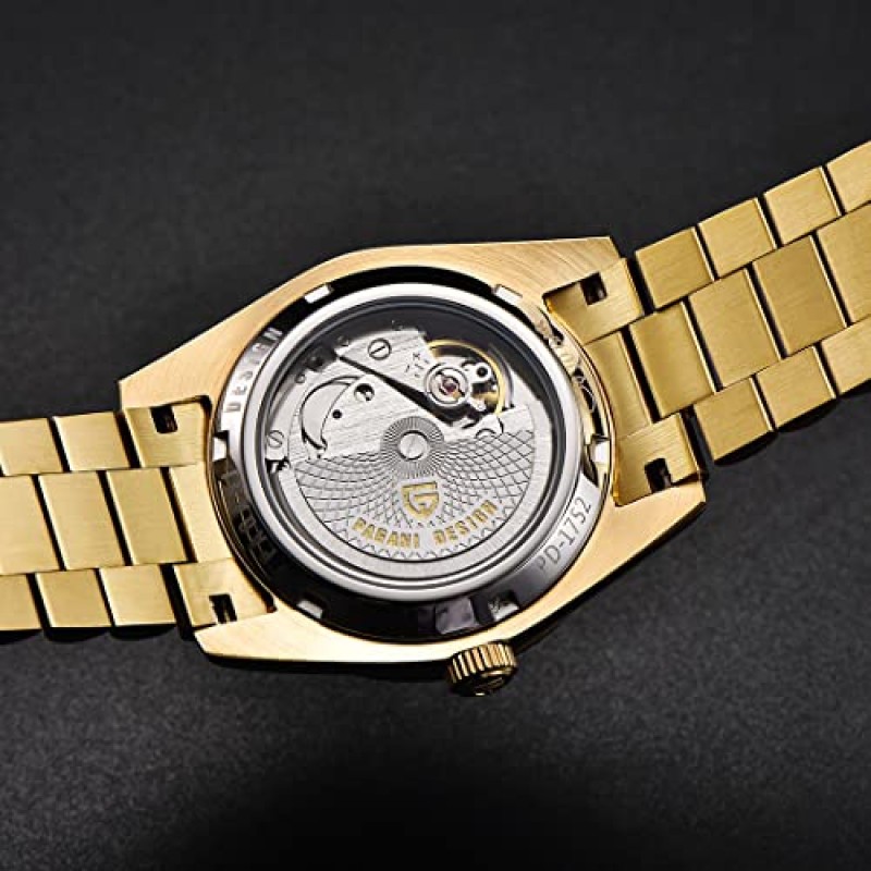 RollsTimi Pagani 디자인 1752 남성용 자동 시계, 날짜 시계 남성용, 사파이어 유리, 일본 수입 무브먼트, 자동식 무브먼트 스테인레스 스틸 시계, 100M 방수.