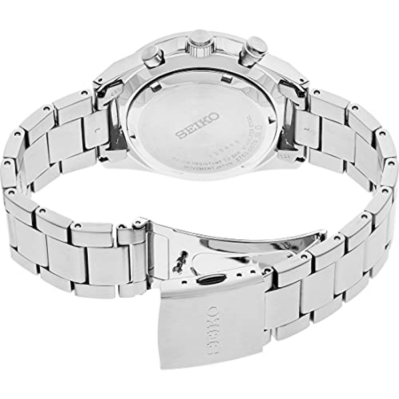 SEIKO SSB397 남성용 시계 - 에센셜 컬렉션 - 블랙 타키미터 링, 그레이 액센트가 있는 블랙 다이얼, 날짜 달력, 스테인리스 스틸 케이스 및 팔찌, 100m 방수