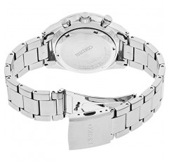 SEIKO SSB397 남성용 시계 - 에센셜 컬렉션 - 블랙 타키미터 링, 그레이 액센트가 있는 블랙 다이얼, 날짜 달력, 스테인리스 스틸 케이스 및 팔찌, 100m 방수