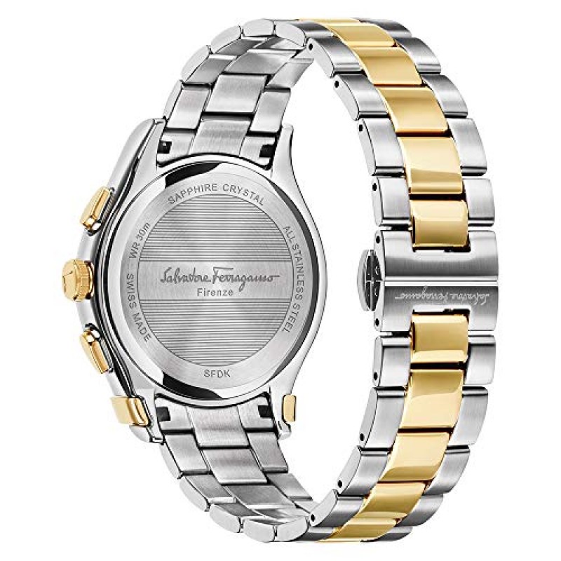 Salvatore Ferragamo 남성용 페라가모 1898 스위스 쿼츠 시계, 스테인리스 스틸 스트랩, 투톤, 20(모델: SFDK00418)