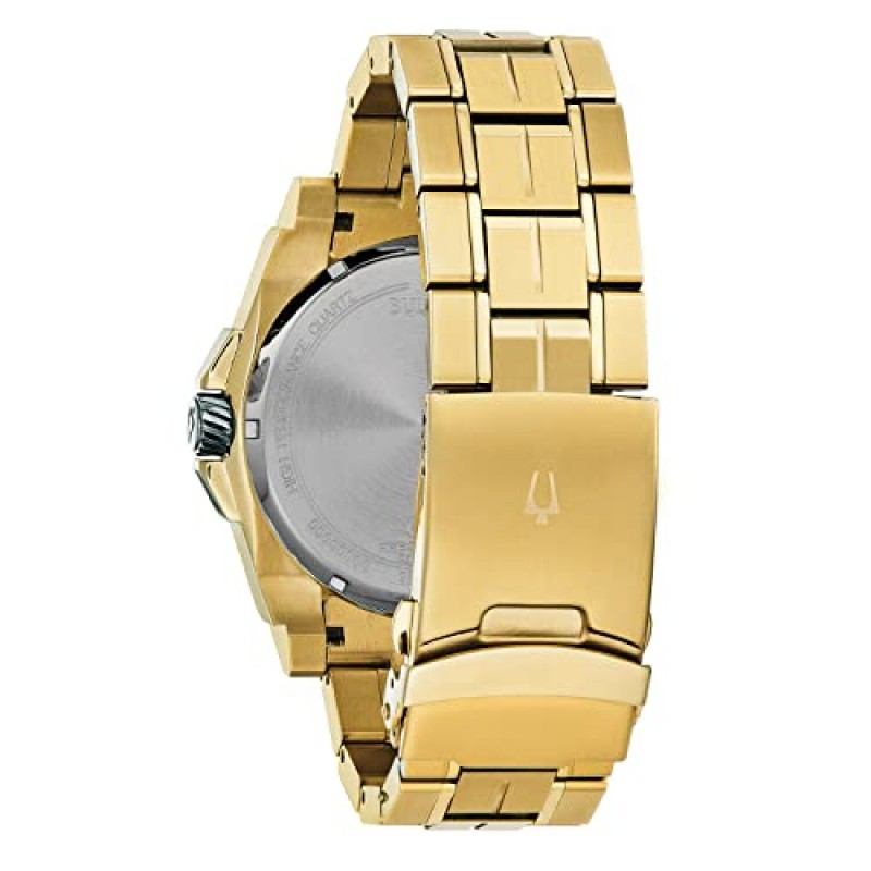 Bulova 남성용 정밀 다이아몬드 골드 톤 스테인리스 스틸 시계 | 46.5mm | 98D156