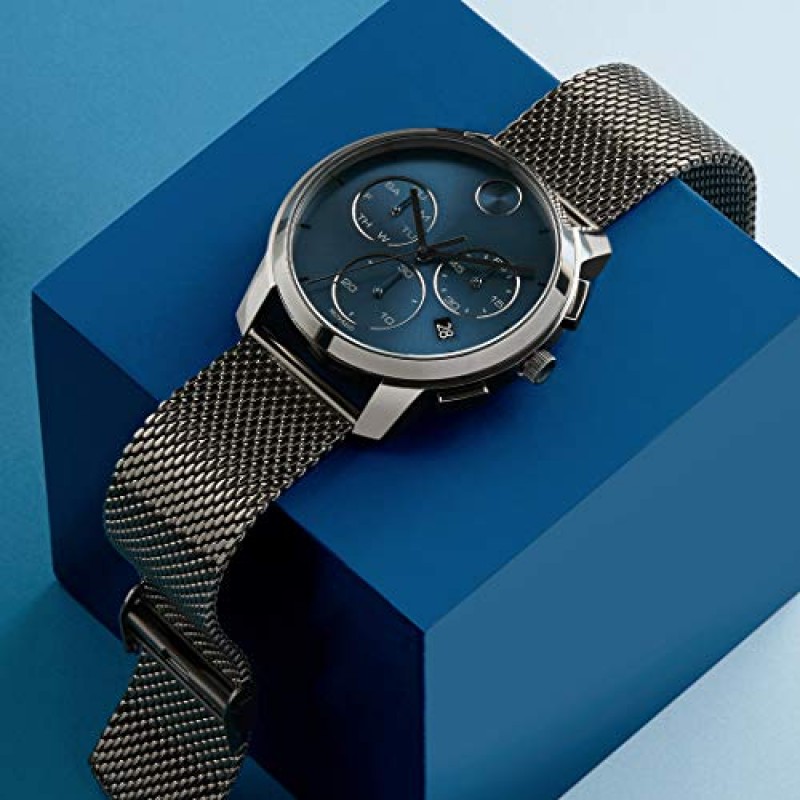 Movado 볼드 씬 크로노그래프 쿼츠 블루 다이얼 남성용 시계 3600721