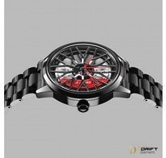 DriftElement® 오리지널 | 모터스포츠 남성용 3D 스타 스포크 림 시계 - 독일에서 수제 미네랄 유리를 사용한 맞춤형 디자이너 쿼츠 시계