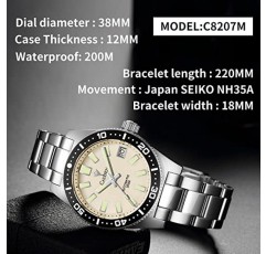 CADISEN 남성용 자동 시계 기계식 NH35 무브먼트 방수 사파이어 글래스 캐주얼 비즈니스 시계...