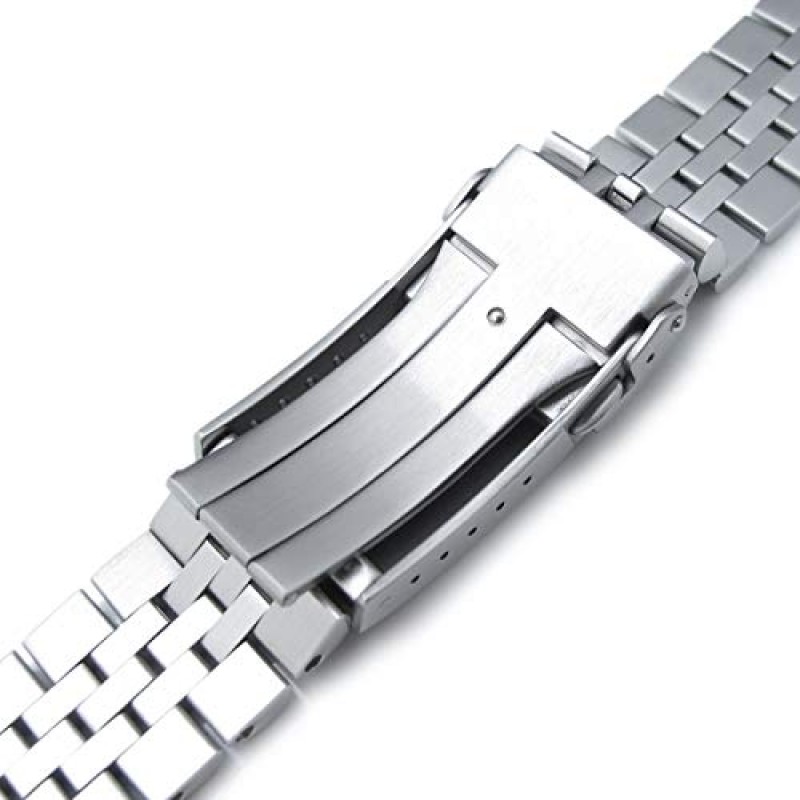 MiLTAT 20mm Super-J Louis 316L 스테인리스 스틸 시계 팔찌 스트레이트 엔드, V-클라스프 브러시드