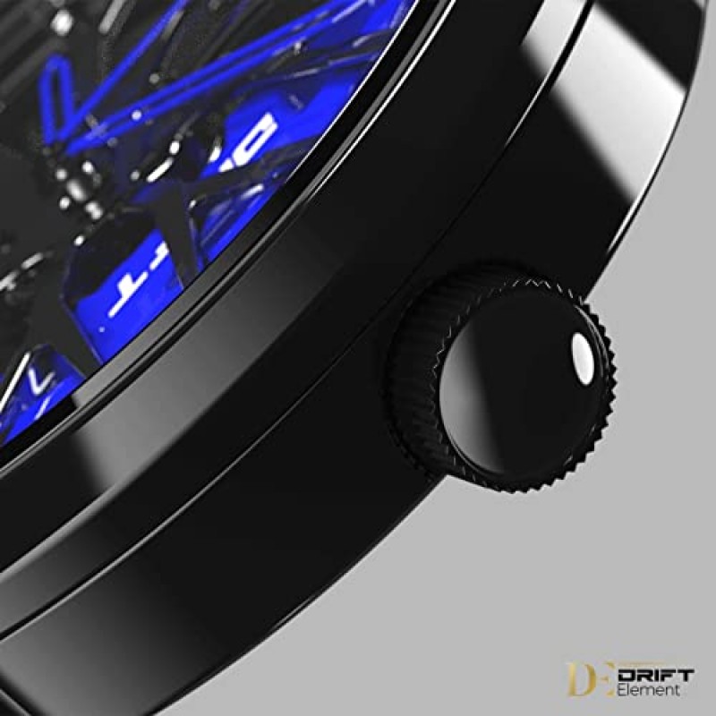 DriftElement® 오리지널 | 모터스포츠 림 시계 남성용 - 스타 스포크의 3D 디자인을 적용한 스포츠카 남성용 손목시계 스테인리스 스틸로 제작된 R8 림 - 미네랄 유리를 사용한 맞춤형 디자이너 시계 - 쿼츠 시계, 팔찌