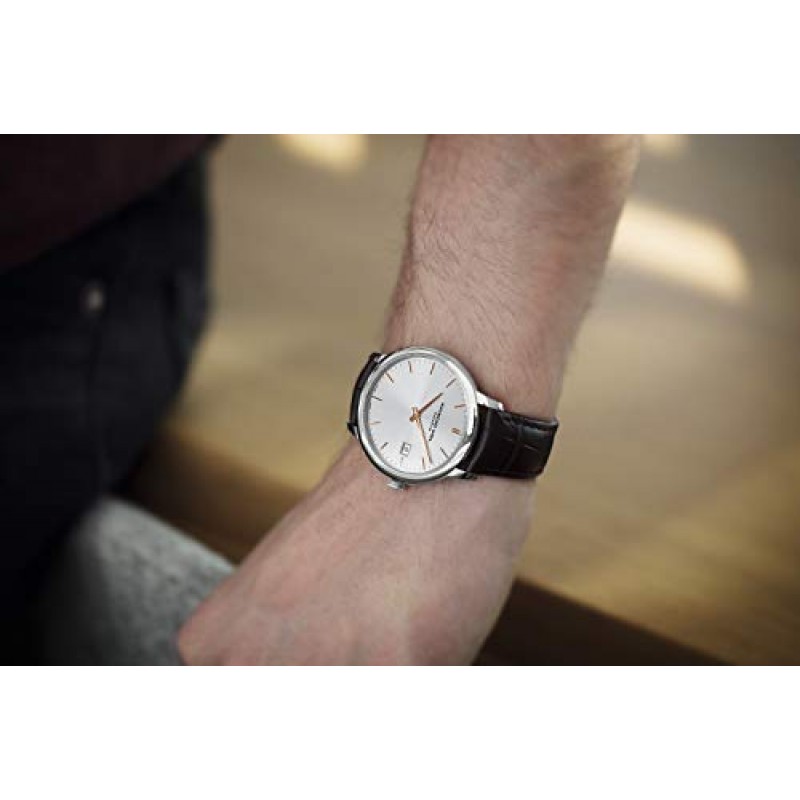 RAYMOND WEIL Toccata 클래식 남성용 실버 쿼츠 시계, 스테인리스 스틸, 브라운 가죽 스트랩, 실버 다이얼 39mm(5485-SL5-65001)