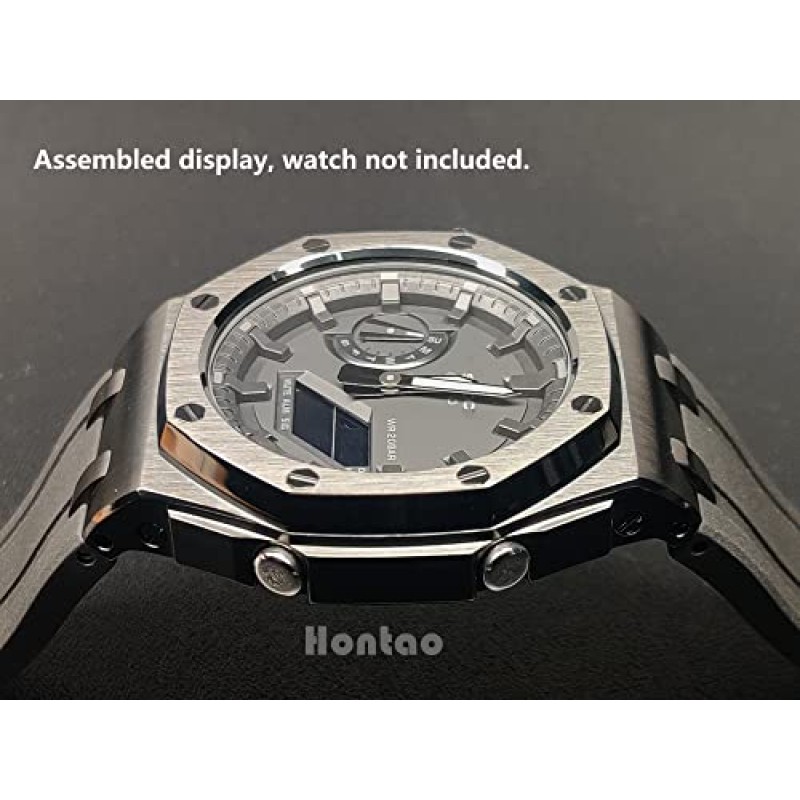 Hontao GA2100 4rd Casioak Offshore 44mm 스테인레스 스틸 시계 베젤 불소 고무 스트랩 남성용 시계 용 개조 키트 GA-2100/GA-2110/GA-B2100