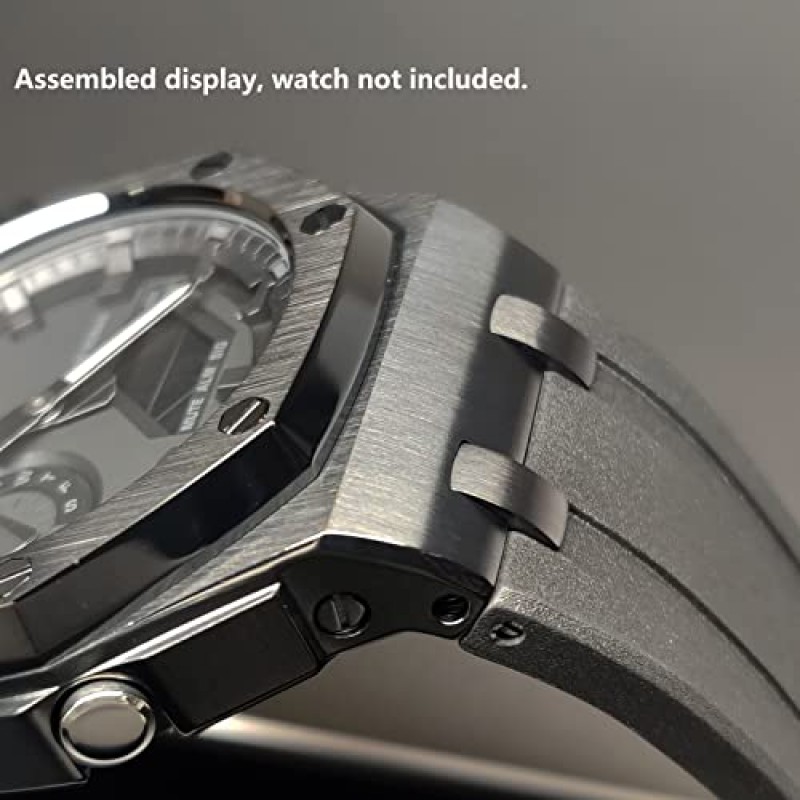 Hontao GA2100 4rd Casioak Offshore 44mm 스테인레스 스틸 시계 베젤 불소 고무 스트랩 남성용 시계 용 개조 키트 GA-2100/GA-2110/GA-B2100