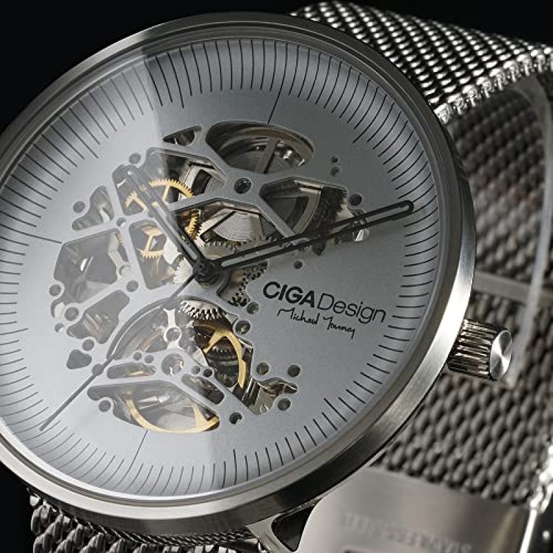 CIGADesign 남성용 시계 자동 기계식 손목 시계 방수 스테인레스 스틸 티타늄 시계 사파이어 크리스탈 유리 케이스 남여 시계 내 시리즈