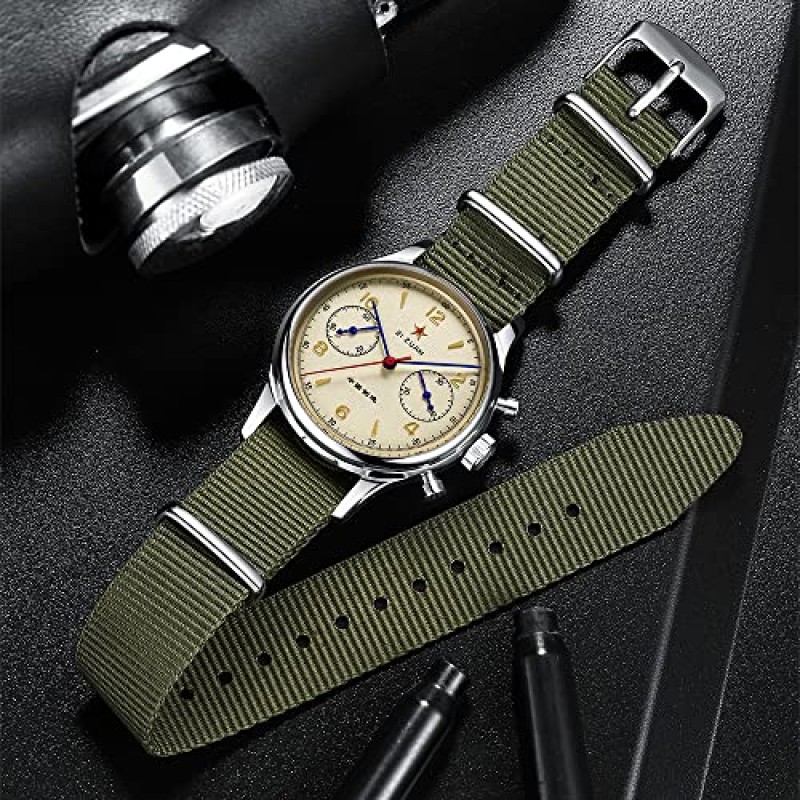 SEVEN XII 크로노 그래프 남자 시계 ST1901 기계식 무브먼트 핸드 와인딩 38MM 40MM 남자 손목 시계 사파이어 크리스탈 방수 군사 파일럿 시계 남성용