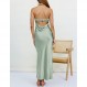 ZESICA 여성 2023 여름 새틴 Strapless 드레스 섹시한 Backless Bodycon 웨딩 칵테일 파티 맥시 드레스