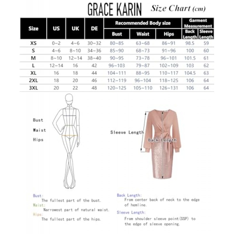 GRACE KARIN 여성 스팽글 반짝 이는 파티 드레스 칵테일 Bodycon 반짝이 드레스 긴 소매