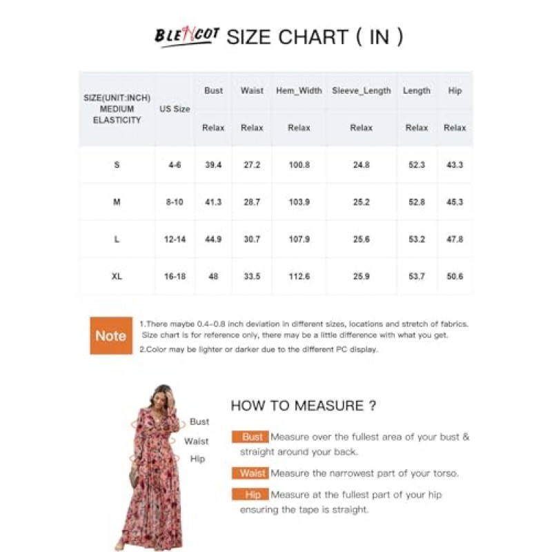 BLENCOT 여성 캐주얼 꽃 딥 브이 넥 긴 소매 긴 이브닝 드레스 칵테일 파티 맥시 웨딩 드레스