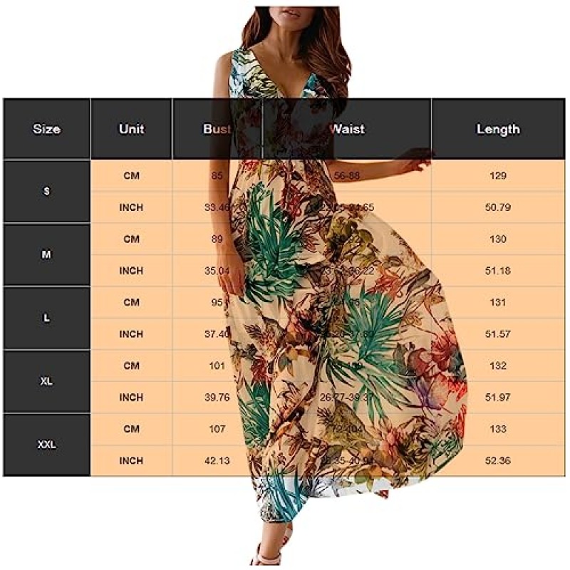 여성을위한 하와이 드레스, 2023 여름 우아한 유행 꽃 Boho 비치 드레스, 랩 V 넥 Flowy Ruched Maxi Dress