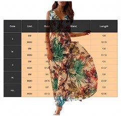 여성을위한 하와이 드레스, 2023 여름 우아한 유행 꽃 Boho 비치 드레스, 랩 V 넥 Flowy Ruched Maxi Dress