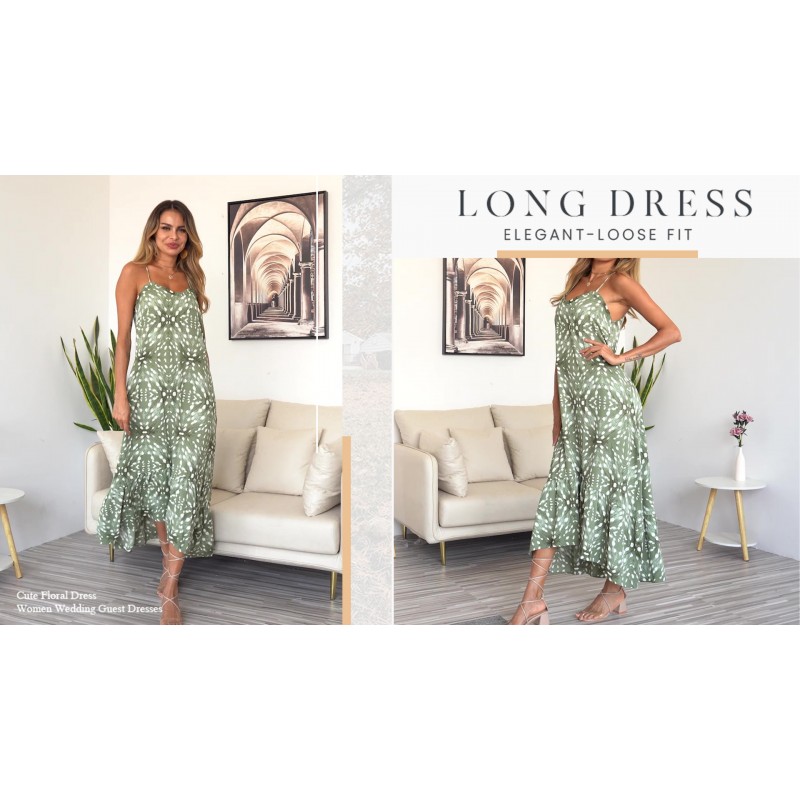 BTFBM 여성 캐주얼 여름 드레스 2023 스파게티 스트랩 민소매 Sundress 프린트 프릴 Flowy Boho Beach Long Maxi Dress