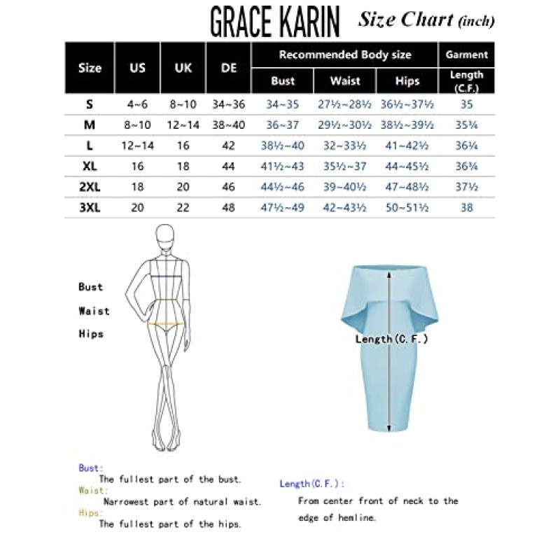 GRACE KARIN 여성용 오프 숄더 배트윙 케이프 슬림 미디 드레스