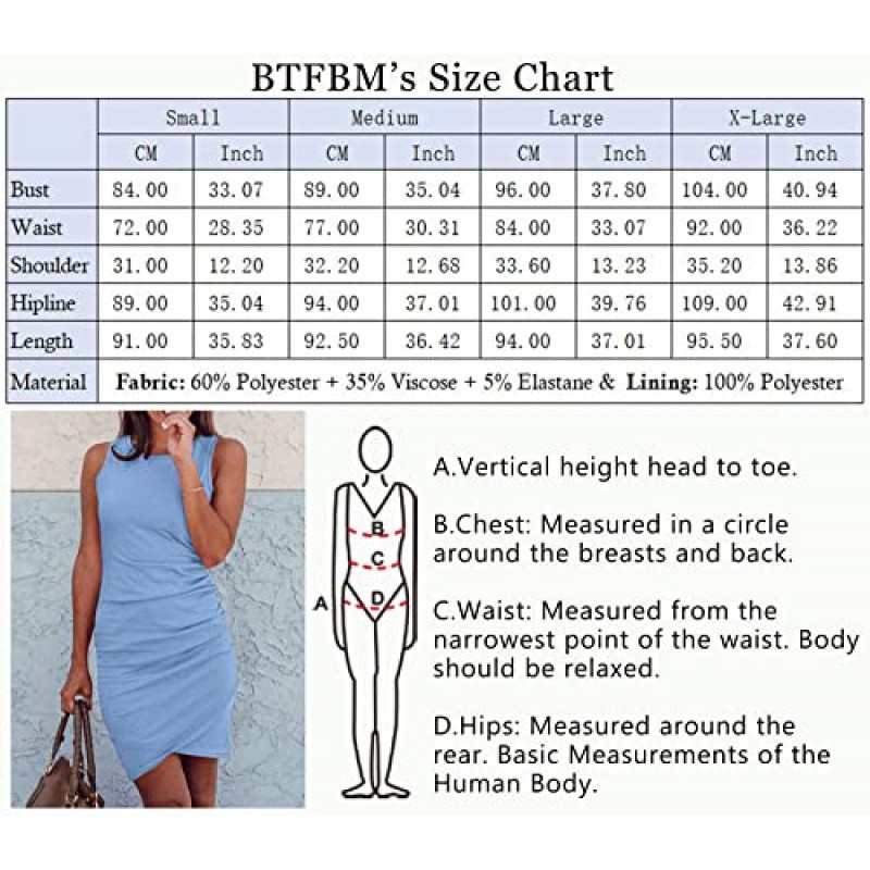 BTFBM 여성 2023 여름 민소매 탱크 드레스 크루 넥 슬림 피트 짧은 캐주얼 Ruched Bodycon 파티 클럽 미니 드레스