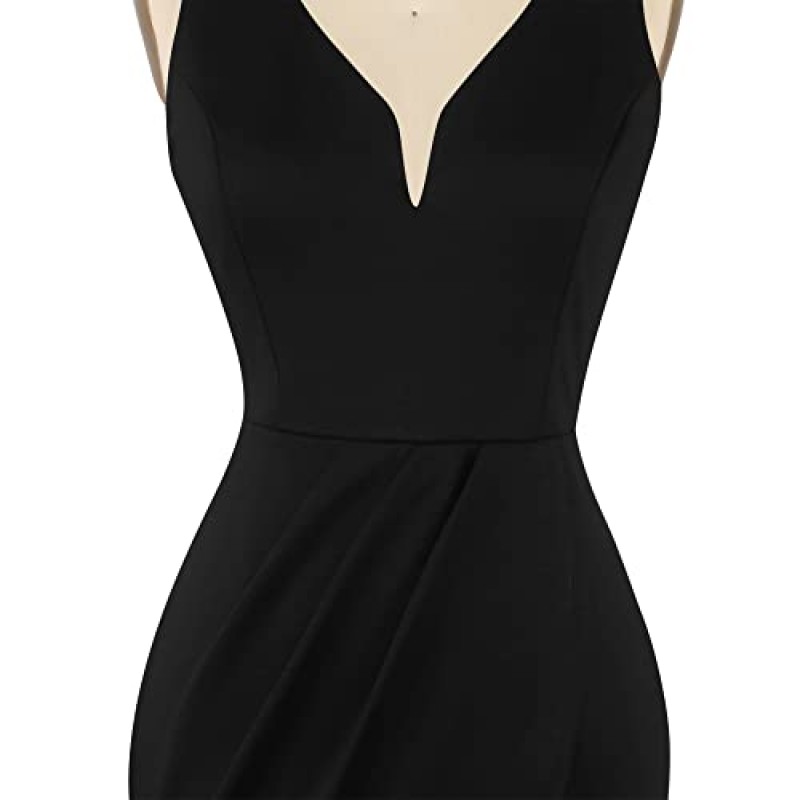 Oxiuly 여성 랩 V 넥 Bodycon Ruched 칵테일 파티 드레스 세련된 교회 웨딩 클럽 연필 드레스 OX345